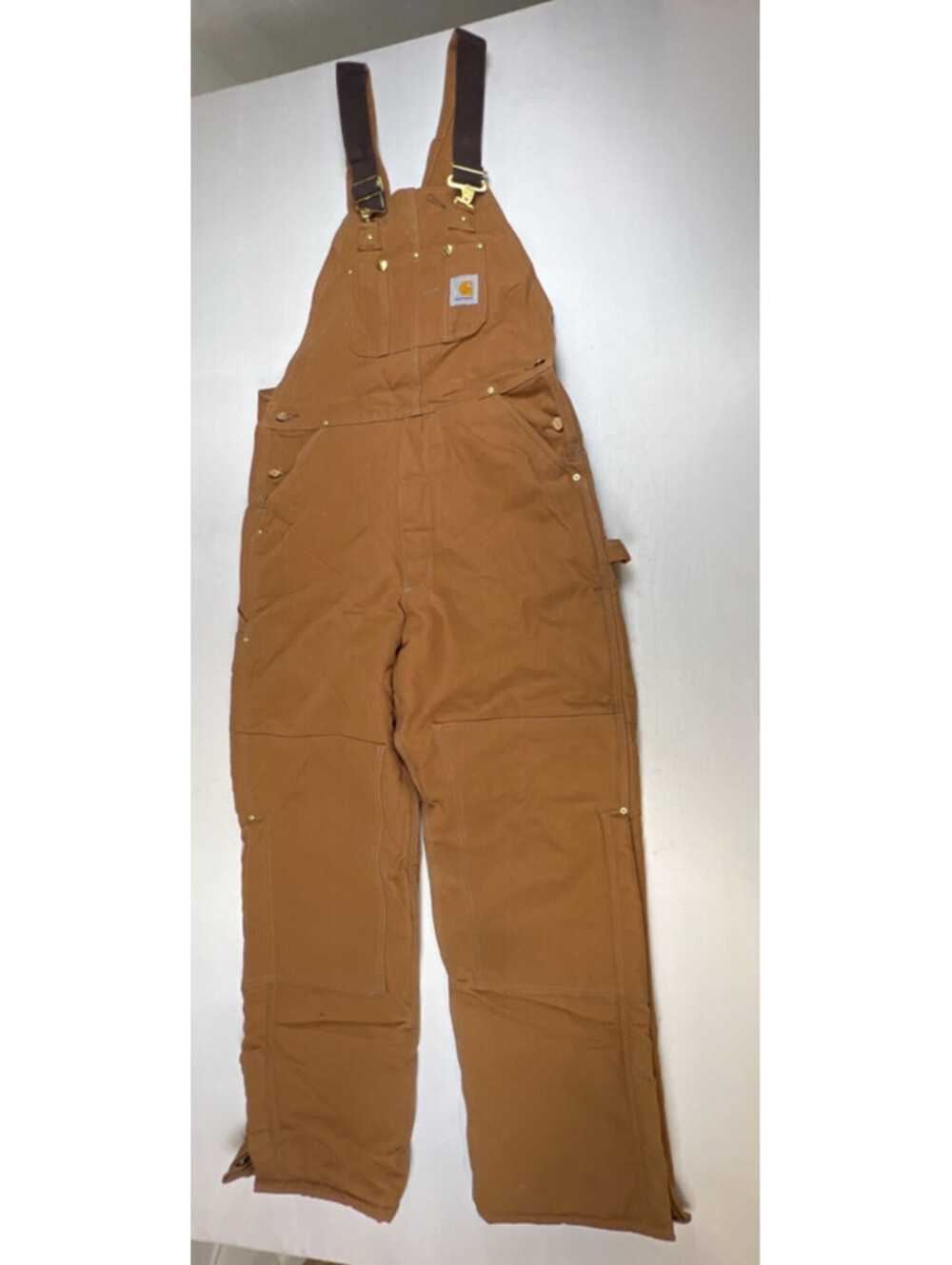 Carhartt Men 34x32 R03 BRN Cotton Duck Arctic Quilt Lined Bib Overall
